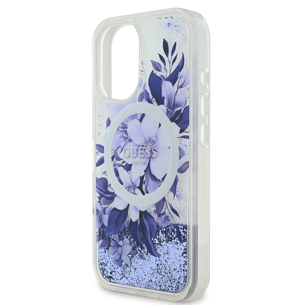 Guess iPhone 16 Plus Orjinal Lisanslı Magsafe Şarj Özellikli Sıvılı Simli Çiçek Desenli Telefon Kılıfı-14 Guess iPhone 16 Plus Orjinal Lisanslı Magsafe Şarj Özellikli Sıvılı Simli Çiçek Desenli Telefon Kılıfı-14